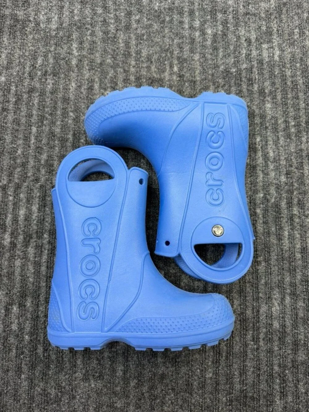 Crocs Handle It Rain Boots Blue Kids Size J1 Waterproof Pull-On Boots